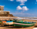 Traditional wooden fishing boats on a Costa del Sol beach
