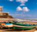 Traditional wooden fishing boats on a Costa del Sol beach