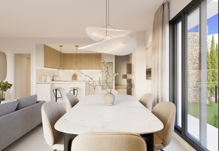 Dining area with large windows