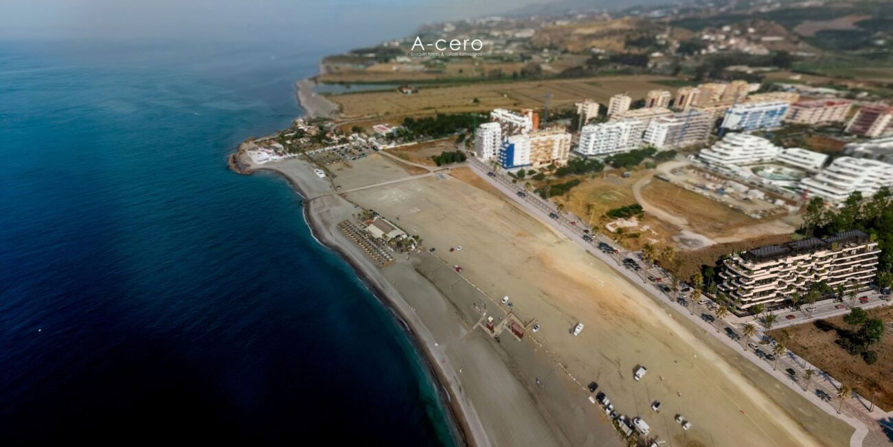 Aerial view of Cool Homes Beach on the frontline of the beach in Torre del Mar