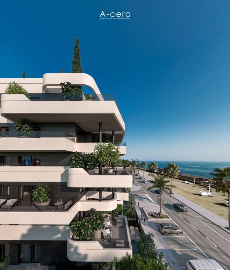 Stepped terraces with planting facing the Mediterranean