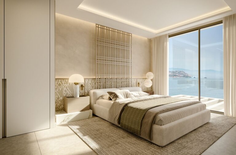 Bedroom with large windows