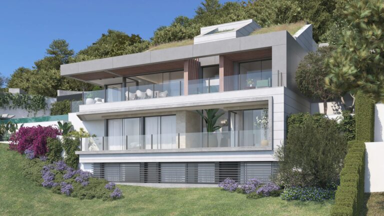 Three-level villa with terraces and green roof